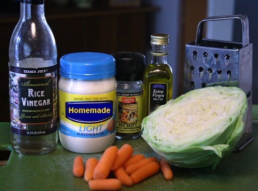 Ingredients for the perfect coleslaw.