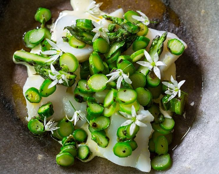Fish with wild garlic miso and barbecued asparagus - discover more great recipes here