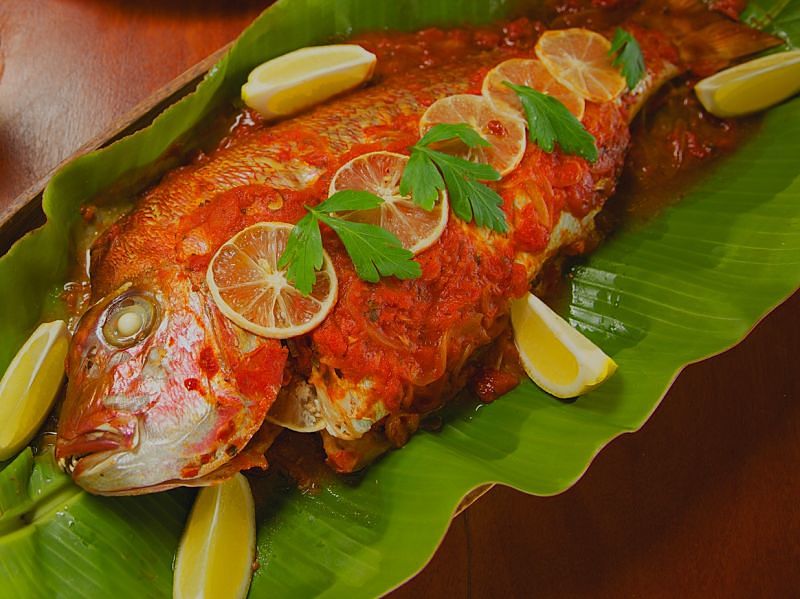 Delicious baked whole fish