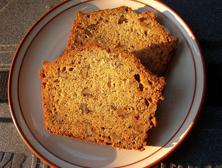 Slices of Banana Bread with Walnuts