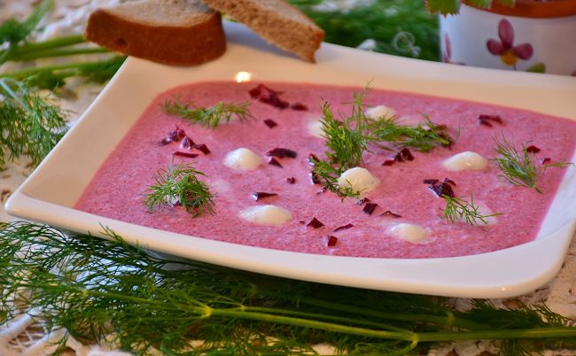Beetroot soup made with roasted beetroot is a delight