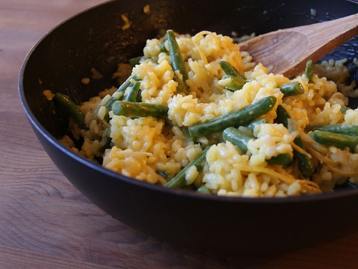 Perfect risotto ready to serve with beans to provide texture and flavor