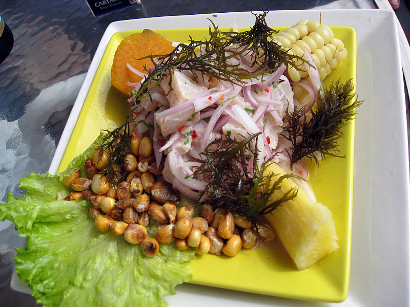 The side dishes that accompany a Ceviche dish are important for offsetting the acidity of the fish or seafood.
