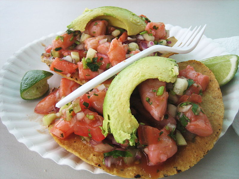 Prawns and scallops can be used as an alternative to fish in Peruvan Ceviche dishes. Shrimp pairs well with avocado, tomato and chillies