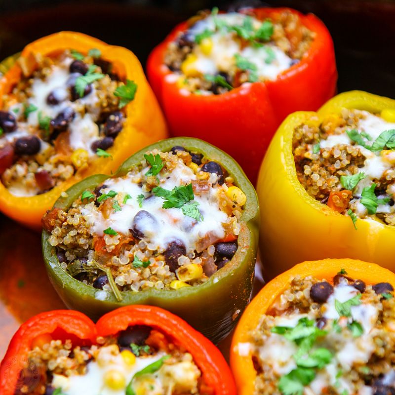 Cook-Once Eat-Twice Stuffed Peppers are an ideal choice as they refrigerate well and retain their shape and texture.