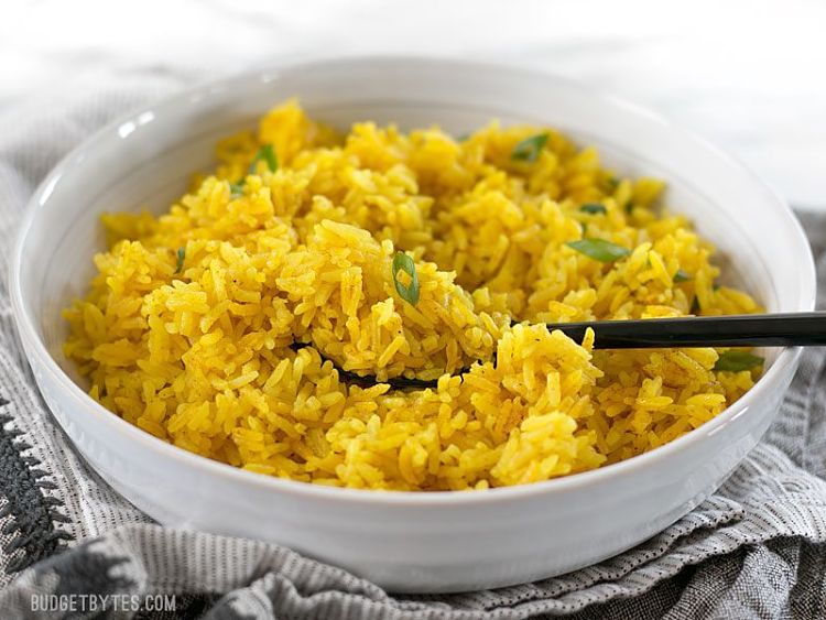 Yellow jasmine rice is a great example of a flavored rice. See the recipe hear