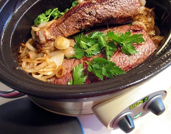Slow cookers are ideal for making one-pot meals as the meat is so tender. But you need to add the ingredients in the reverse order to their cooking times
