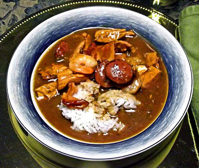 Many gumbo dishes have a variety of meats, often combining chicken, seafood and sausage