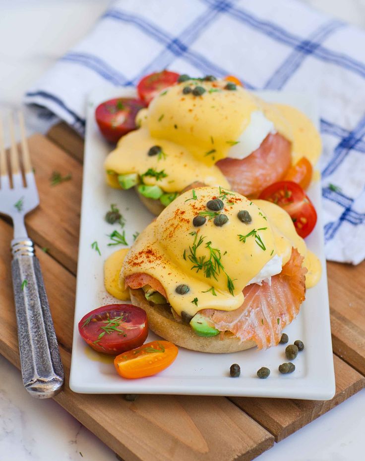 Salmon Eggs Benedict is delicious with Hollandaise Suce you make it yourself