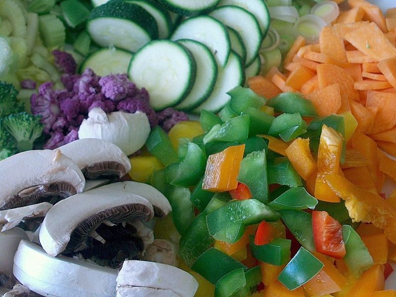 Vegetable stocks are easily made at home by finely chopping the vegetables and by using left-overs 