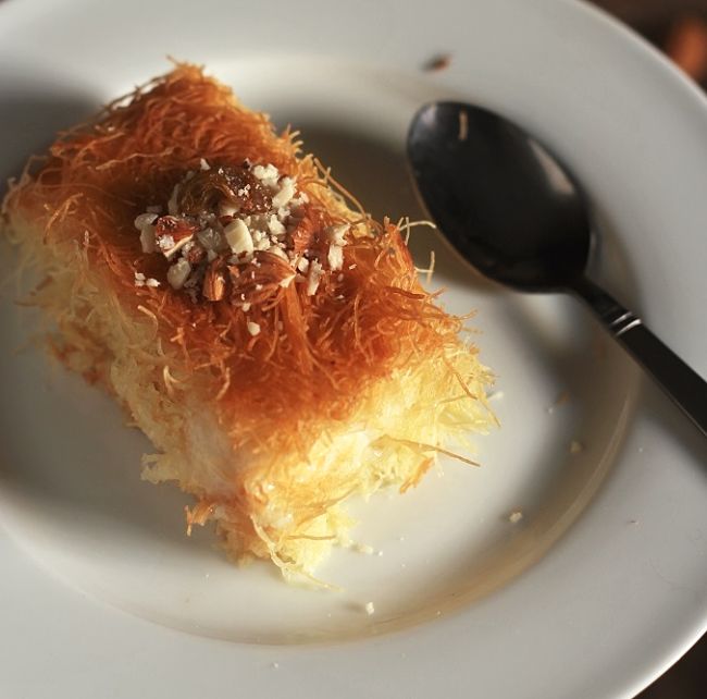 Knafeh is a wonderful party food or a delicious snack. It is easy to make and keeps well in the refrigerator