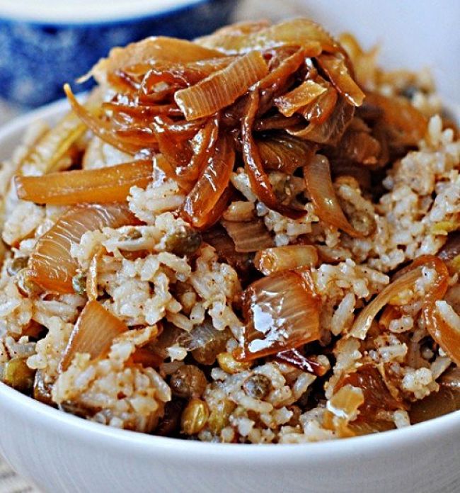 Mujadara is a delight at any time and is very healthy especially when made with brown rice.