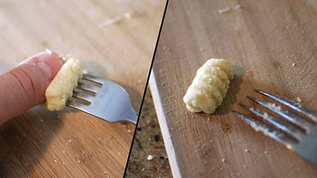 Shaping the gnocchi is easy to learn one you get the hang of it
