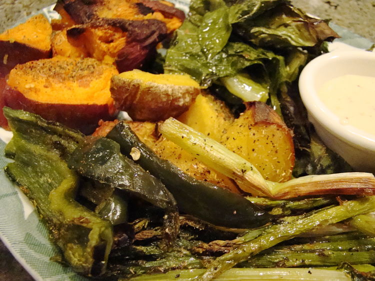 Roasted vegetables work when the various types are baked on separate pans and then combined at the last minute