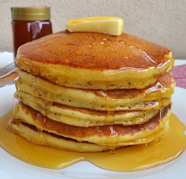 Lovely stack or homemade pancake make from raw simple ingredients