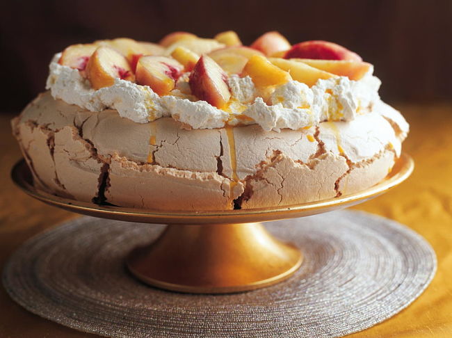 Delicious pavlova with passionfruit filling