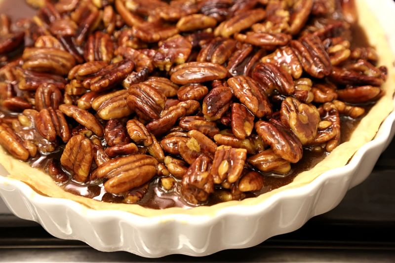 Pecan pie can be made as mini and single pie servings.