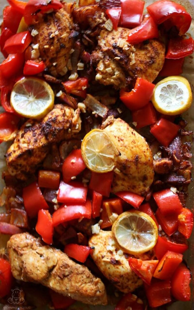 Peruvian Roast Chicken with Bell Peppers and Onion
