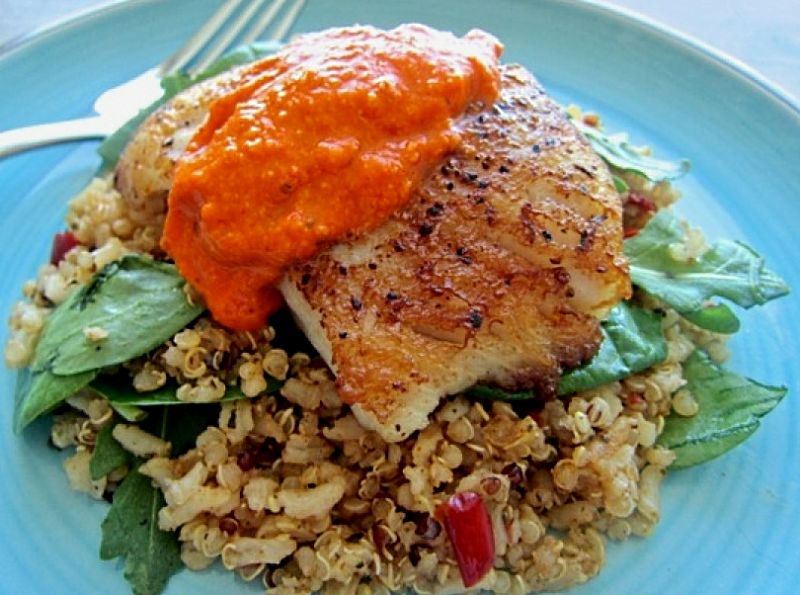 Grilled fish with Romesco sauce - what a delight