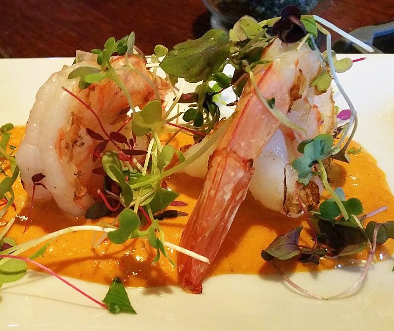 Shrimp with Romesco sauce - delightful dish 