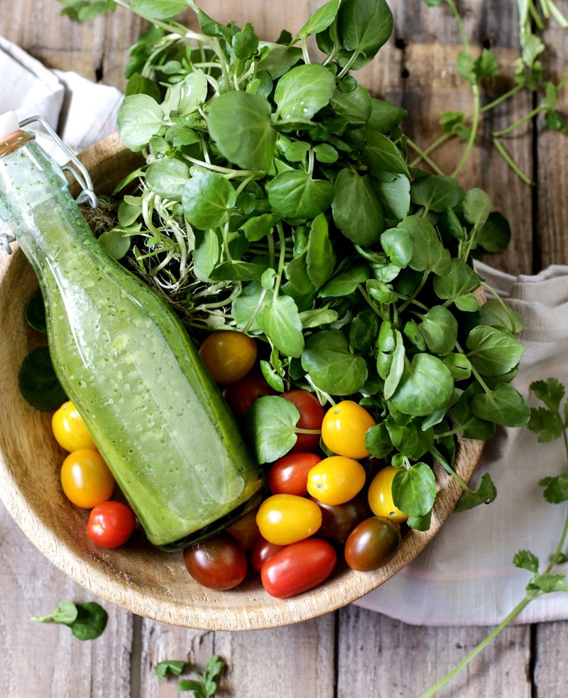 Homemade salad dressings made with fresh ingredients complement a fresh garden salad