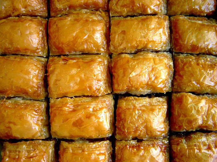 Half sheet pans are ideal for baklavas and many similar rolls, slices and baked goods