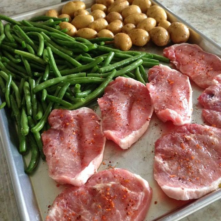 Chipotle boneless pork chop sheet pan dinner - ready to cook - very easy