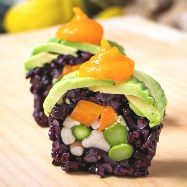 Color, texture and taste are all showcased when you make homemade vegetarian sushi rolls