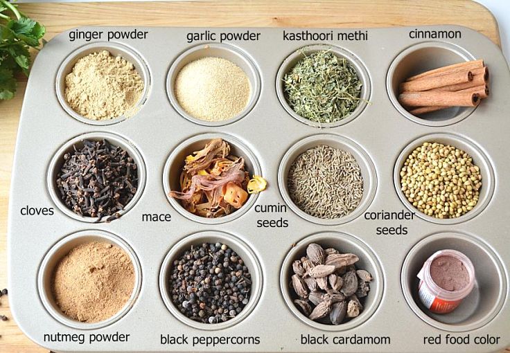 Ingredients for making your own Tandoori Masala spice mix