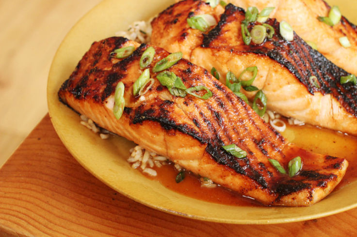 Grilled salmon homemade teriyaki sauce