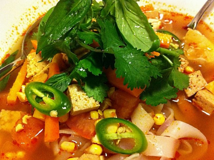 Fresh herbs add interest to the sweet and sour taste of homemade Thai Tom Yum Soups