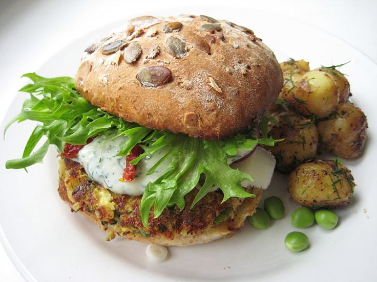 Lovely veggie burger with salad and mayonnaise - see the recipes in this article