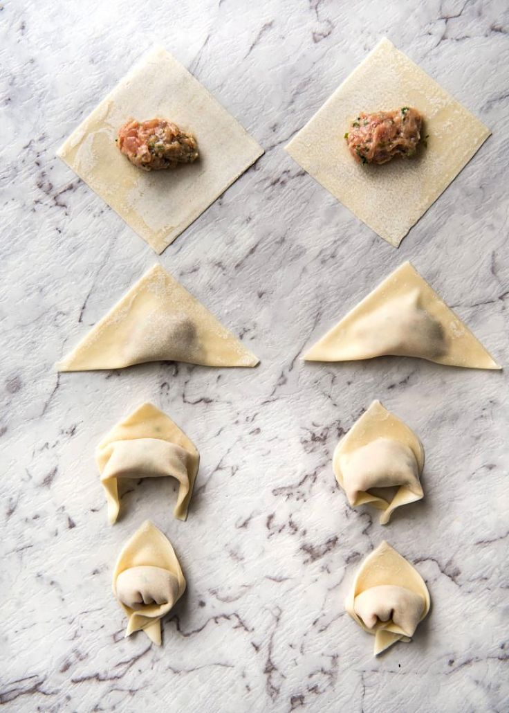 Simple ways to wrap the wontons. Learn other tricks in this guide for making wonton soup at home