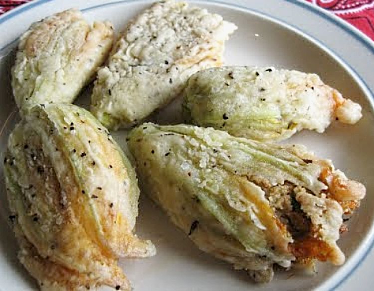 Stuffed zucchini flowers ready to eat. They are delicious and provide an intriguing dish at a dinner party or a family celebration
